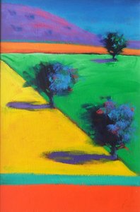 Yellow Field (akryl ombord) av Paul Powis
