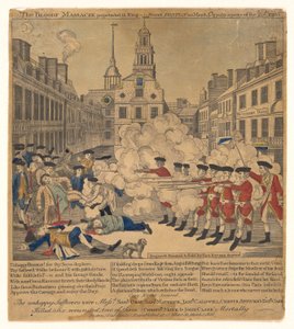 Den blodiga massakern utfördes i King Street Boston den 5 mars 1770.