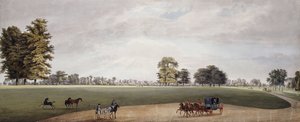 En vagn i parken vid Luton möts av ryttare och friskingföl, av Paul Sandby