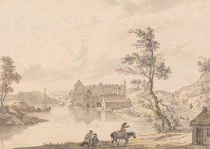 Askeaton Abbey nära Limerick, Irland vid floden Deel av Paul Sandby