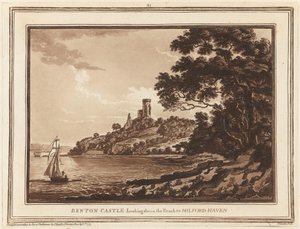 Benton Castle, tittar ner på Reach till Milford Haven av Paul Sandby