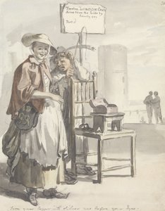 London Cries: "Vänd din koppar i silver nu, framför dina ögon" (penna och pensel och bläck, akvarell och grafit på papper) av Paul Sandby