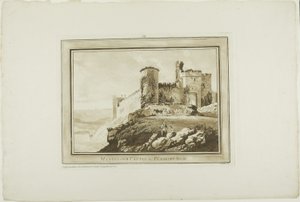 Manorbier Castle i Pembrokeshire, från tolv vyer i Aquatinta från teckningar tagna på plats i södra Wales av Paul Sandby