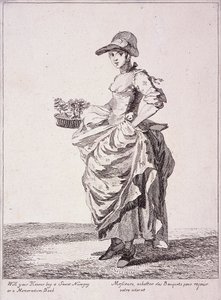 Nosegay och memobokförsäljare, Cries of London, 1760 av Paul Sandby