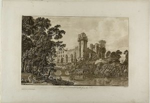 En del av Warwick Castle från sydost, skylt 4 av Paul Sandby