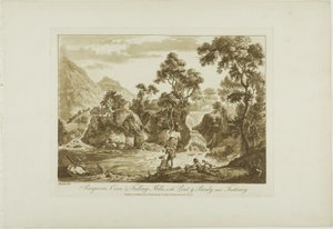 Pengeran Corn and Fulling Mills, med Pont y Pandy, nära Ffestiniog av Paul Sandby