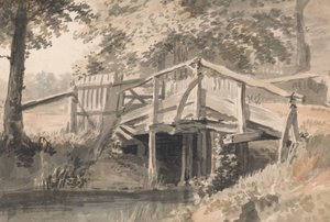 Bäck och träbro av Paul Sandby