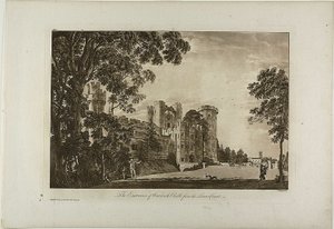 Ingången till Warwick Castle från nedre domstolen, skylt 2 av Paul Sandby