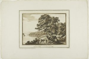 Se upp Neath River från huset vid Briton Ferry i Glamorgan Shire, från tolv vyer i Aquatinta från teckningar tagna på plats i södra Wales av Paul Sandby