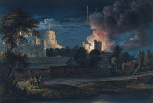 Windsor Castle from Datchet Lane on a rejoicing night, 1768 av Paul Sandby