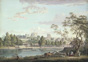 Windsor Castle, från andra sidan Themsen (kroppsfärg över penna på papper) av Paul Sandby