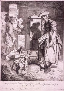 Kvinna med en sällsynt show, Cries of London, 1760 av Paul Sandby