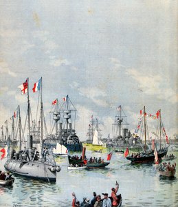 Fransk flottilj i Portsmouths hamn, 1891 av Paul Senau