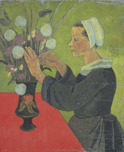 Bretonsk kvinna med bukett (Huelgoat) av Paul Sérusier
