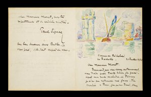 Autografbrev till Claude Monet, 21 juli 1920 av Paul Signac