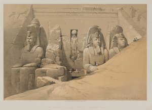 Egypten och Nubien, Volym II: Fronthöjd av Aboo Simbels stora tempel, Nubia av Paul Signac