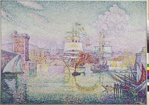 Inträde till hamnen i Marseille (olja på duk av Paul Signac
