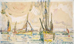 Fiskebåtar i hamnen i Locmalo av Paul Signac
