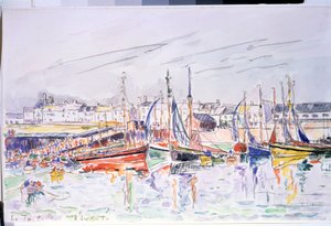 ""La Turballe"" Segelbåtar i hamnen i La Turballe i Loire Atlantique. Akvarell av Paul Signac (1863-1935) 1930 Pushkin Museum, Moskva av Paul Signac