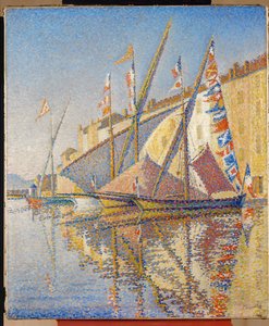 Hamnen i St Tropez, Frankrike (olja på duk) av Paul Signac