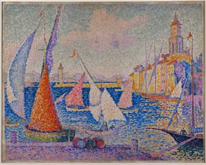 Le Quai, St Tropez (olja på duk) av Paul Signac