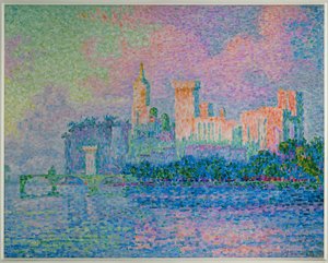 Le chateau des Papes, Avignon (målning på duk) av Paul Signac