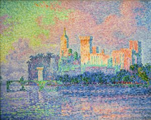 Le chateau des Papes, Avignon (målning på duk) av Paul Signac
