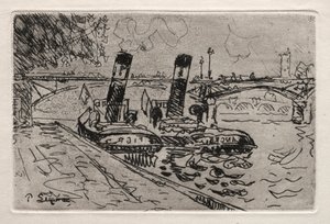 Paris, Pont des Arts med Remorqeurs av Paul Signac
