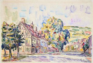 Gata med ett ramhus i Normandie, c1925 av Paul Signac