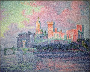 Påvarnas slott i Avignon - 1900. Olja på duk av Paul Signac