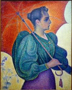 Kvinnan har paraplyet. Målning av Paul Signac (1863-1935) av Paul Signac