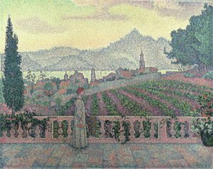Kvinna på terrassen, 1898 av Paul Signac