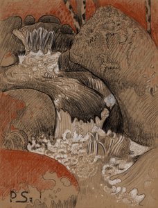 Klipporna i Huelgoat, ca 1892 (kol, röd- och vitkrita) av Paul Sérusier