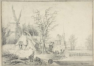 By med väderkvarn och kyrka av Paul Theodor van Brussel