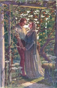 Rättvist möte med de mest sällsynta tillgivenheterna, illustration från The Tempest, 1908 av Paul Vincent Woodroffe