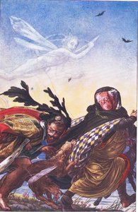 Raseri! Raseri! Tre, tyrann, där Hark! Hark!, illustration från The Tempest, 1908 av Paul Vincent Woodroffe
