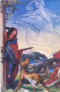 Raseri! Raseri! Tre, tyrann, där Hark! Hark!, illustration från The Tempest, 1908