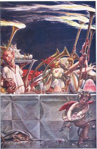 Ge oss snälla väktare, himlar!-vad var dessa?, illustration från The Tempest, 1908 av Paul Vincent Woodroffe