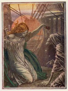 Illustration till Coleridges The Ancient Mariner (färglitografi) av Paul Vincent Woodroffe
