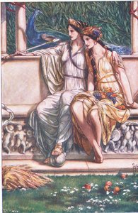 Juno, Ceres and the Masque of the nymphs and Reaper, illustration från The Tempest, 1908