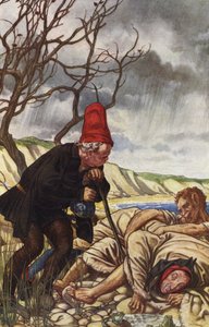 Stormen av William Shakespeare, akt II, scen 2 (färg litho) av Paul Vincent Woodroffe