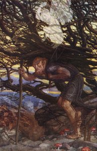 The Tempest av William Shakespeare, akt II, Scene 2 (färg litho) av Paul Vincent Woodroffe