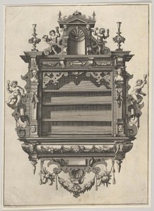 Väggmonterad hylla från Verscheyden Schrynwerck ... [Plusieurs Menuiseries ...], 1658.