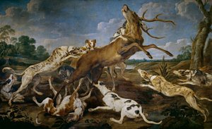 Stag Hunt (olja på duk)