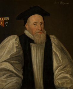 Porträtt av John Bridgeman, biskop av Chester (1577-1652), ca 1597-1621 (olja på duk) av Paul van (attr.to) Somer