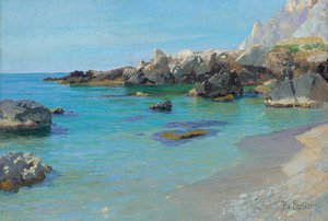 På Capri-kusten (olja på duk) av Paul von Spaun
