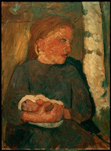 Flicka med kanin i famnen av Paula Modersohn Becker