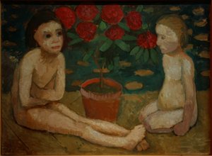 Två sittande barnpärmar av Paula Modersohn Becker