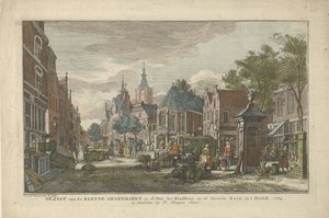 Utsikt över den dagliga gröna marknaden i Haag Utsikt från Kleyne Groenmarkt, på Hal, Rådhuset och Groote Kerk, i Haag (titel på objektet) Åtta ansikten i Haag (serietitel)
