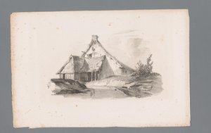 Vy över ett hus i ett kuperat landskap Principer för landskap (serietitel) Principles de paysages (serietitel) av Paulus Lauters